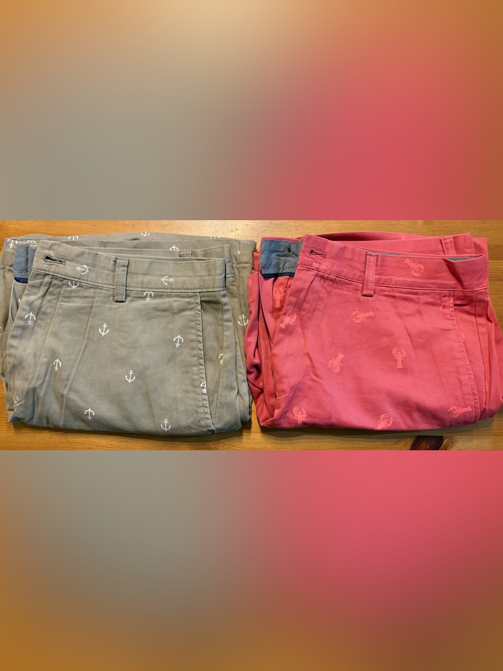 Amazon Essentials Men’s Shorts 34 Slim Fit Anchor Lobster Print 2-Pair Bundle